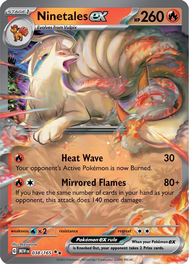 Buy Pokemon cards Australia - Ninetales EX 038/165 - Premium Raw Card from Monster Mart - Pokémon Card Emporium - Shop now at Monster Mart - Pokémon Cards Australia. 151, Double Rare, EX, MMB50