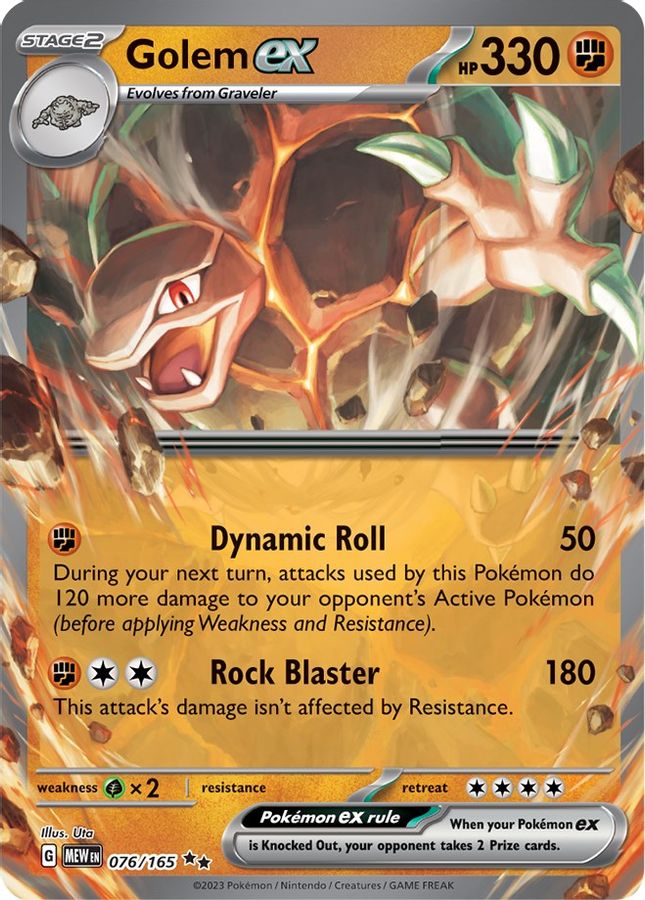 Buy Pokemon cards Australia - Golem EX 076/165 - Premium Raw Card from Monster Mart - Pokémon Card Emporium - Shop now at Monster Mart - Pokémon Cards Australia. 151, Double Rare, EX