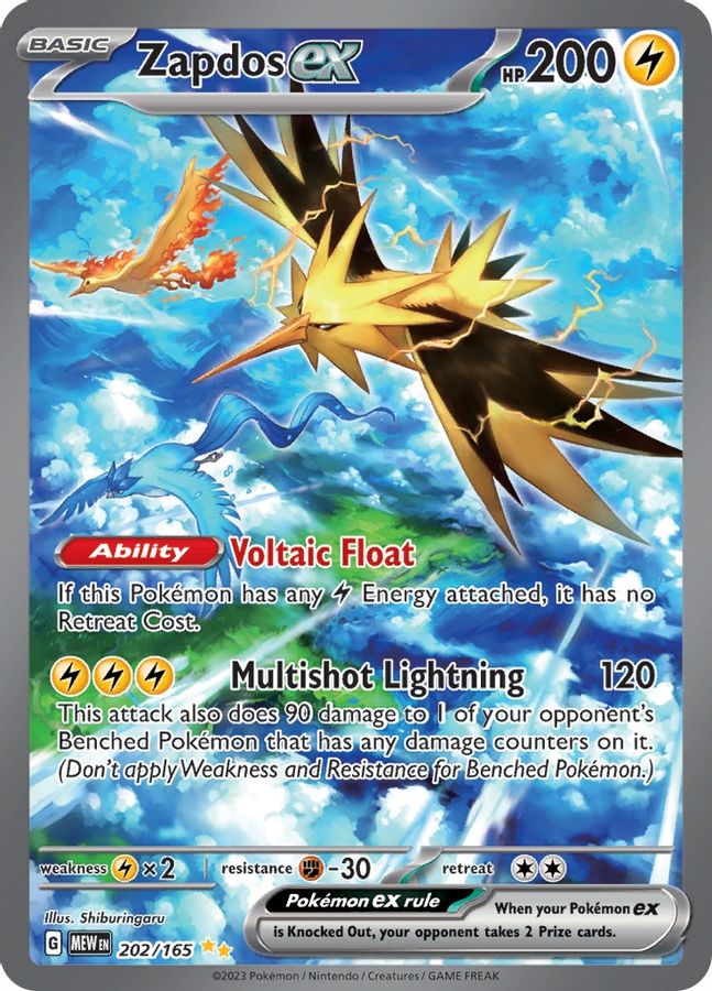 Buy Pokemon cards Australia - Zapdos EX 202/165 - Premium Raw Card from Monster Mart - Pokémon Card Emporium - Shop now at Monster Mart - Pokémon Cards Australia. 151, EX, Special Illustration Rare