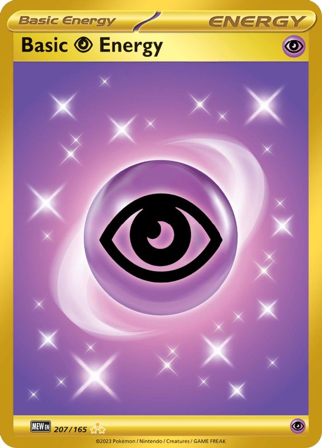 Buy Pokemon cards Australia - Basic Psychic Energy 207/165 - Premium Raw Card from Monster Mart - Pokémon Card Emporium - Shop now at Monster Mart - Pokémon Cards Australia. 151, Energy, Gold, Hyper Rare, Secret Rare