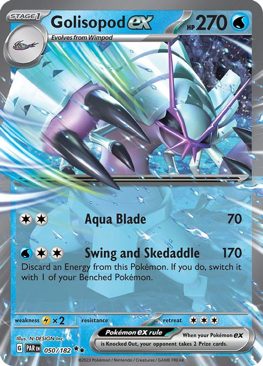 Buy Pokemon cards Australia - Golisopod EX 050/182 - Premium Raw Card from Monster Mart - Pokémon Card Emporium - Shop now at Monster Mart - Pokémon Cards Australia. Double Rare, EX, MMB50, Paradox Rift