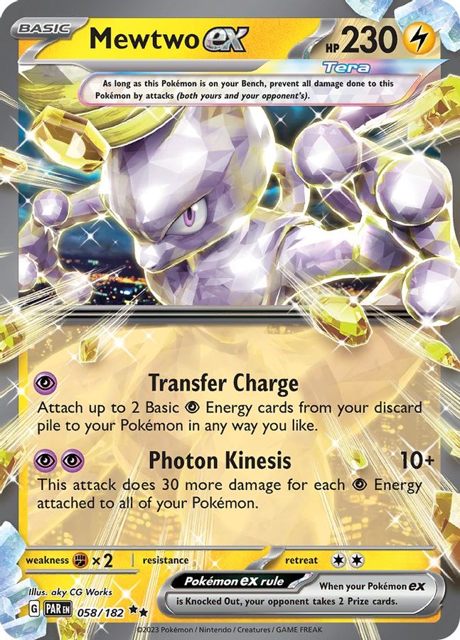 Buy Pokemon cards Australia - Mewtwo EX 058/182 - Premium Raw Card from Monster Mart - Pokémon Card Emporium - Shop now at Monster Mart - Pokémon Cards Australia. Double Rare, EX, Paradox Rift