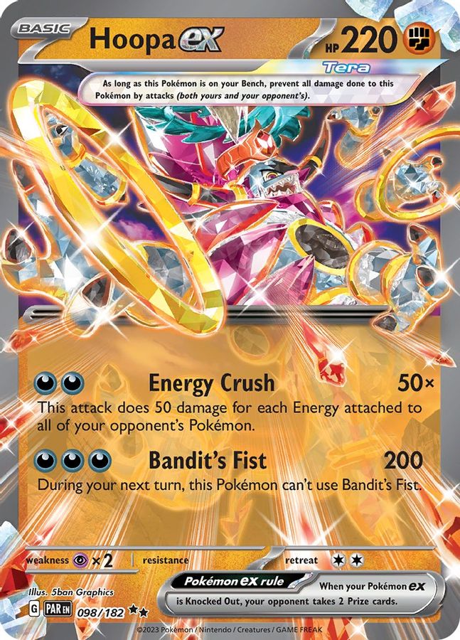 Buy Pokemon cards Australia - Hoopa EX 098/182 - Premium Raw Card from Monster Mart - Pokémon Card Emporium - Shop now at Monster Mart - Pokémon Cards Australia. Double Rare, EX, Paradox Rift