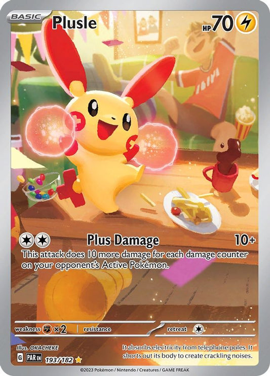 Buy Pokemon cards Australia - Plusle 193/182 - Premium Raw Card from Monster Mart - Pokémon Card Emporium - Shop now at Monster Mart - Pokémon Cards Australia. Illustration Rare, New 27 Feb, Paradox Rift