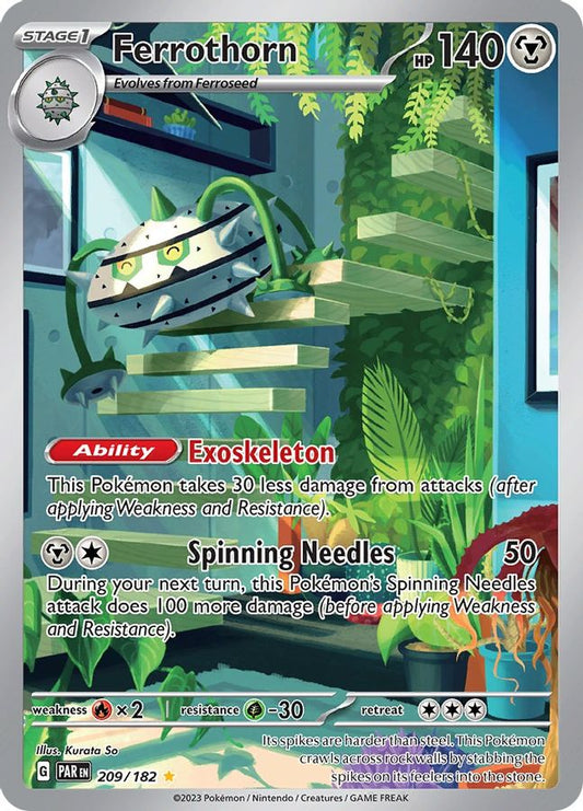 Buy Pokemon cards Australia - Ferrothorn 209/182 - Premium Raw Card from Monster Mart - Pokémon Card Emporium - Shop now at Monster Mart - Pokémon Cards Australia. Illustration Rare, Paradox Rift