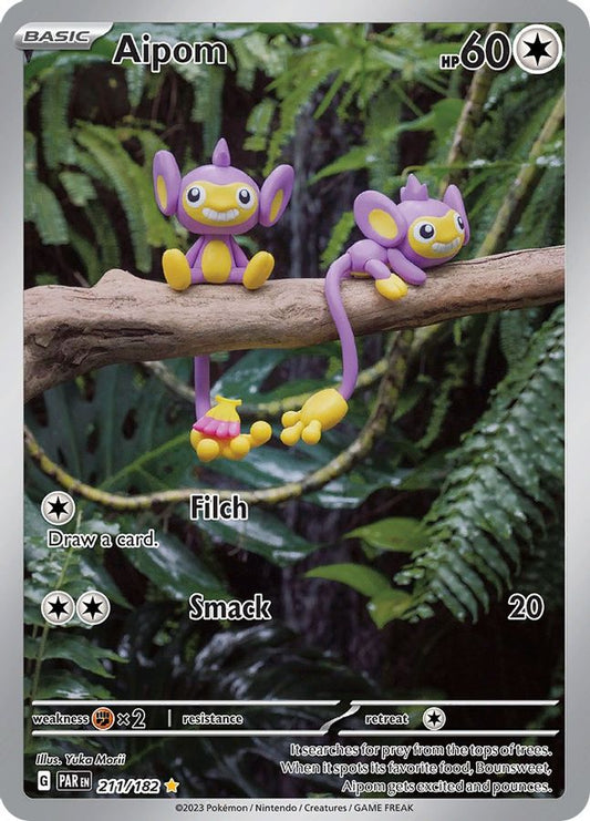 Buy Pokemon cards Australia - Aipom 211/182 - Premium Raw Card from Monster Mart - Pokémon Card Emporium - Shop now at Monster Mart - Pokémon Cards Australia. Illustration Rare, Paradox Rift