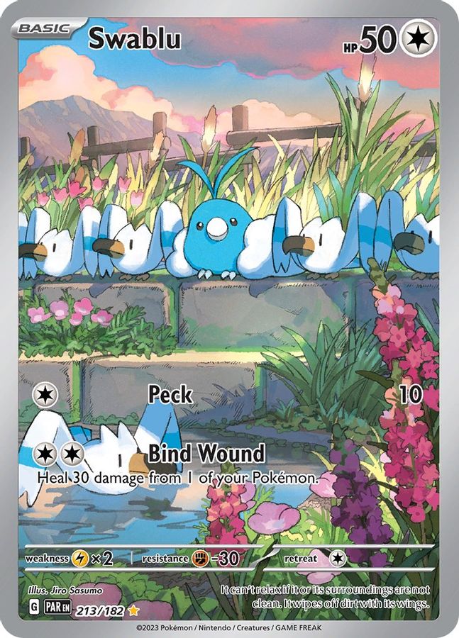 Buy Pokemon cards Australia - Swablu 213/182 - Premium Raw Card from Monster Mart - Pokémon Card Emporium - Shop now at Monster Mart - Pokémon Cards Australia. Illustration Rare, Paradox Rift