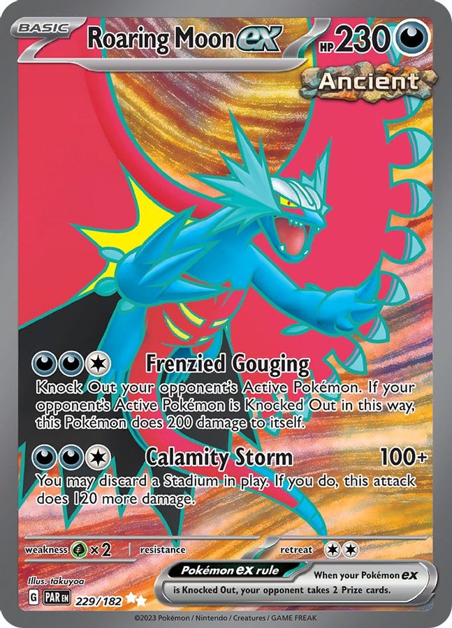 Buy Pokemon cards Australia - Roaring Moon EX 229/182 - Premium Raw Card from Monster Mart - Pokémon Card Emporium - Shop now at Monster Mart - Pokémon Cards Australia. EX, Paradox Rift, Ultra Rare