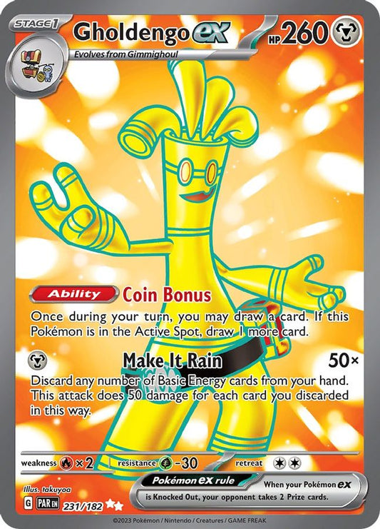 Buy Pokemon cards Australia - Gholdengo EX 231/182 - Premium Raw Card from Monster Mart - Pokémon Card Emporium - Shop now at Monster Mart - Pokémon Cards Australia. EX, MMB10, Paradox Rift, Ultra Rare