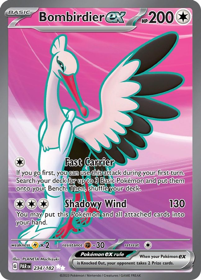 Buy Pokemon cards Australia - Bombirdier EX 234/182 - Premium Raw Card from Monster Mart - Pokémon Card Emporium - Shop now at Monster Mart - Pokémon Cards Australia. EX, Paradox Rift, Ultra Rare