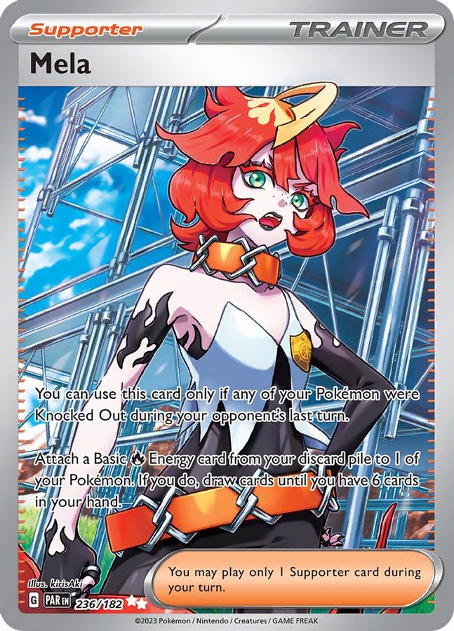 Buy Pokemon cards Australia - Mela 236/182 - Premium Raw Card from Monster Mart - Pokémon Card Emporium - Shop now at Monster Mart - Pokémon Cards Australia. Paradox Rift, Trainer, Ultra Rare