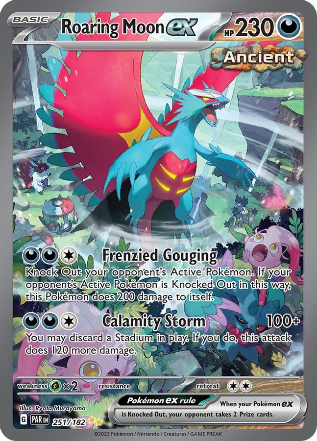 Buy Pokemon cards Australia - Roaring Moon EX 251/182 - Premium Raw Card from Monster Mart - Pokémon Card Emporium - Shop now at Monster Mart - Pokémon Cards Australia. EX, Paradox Rift, Special Illustration Rare