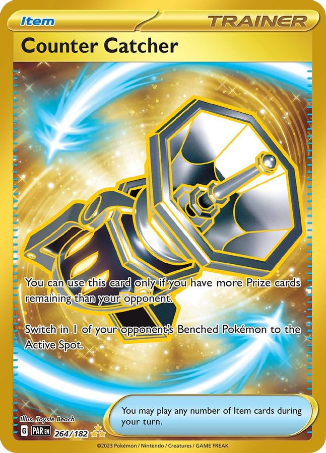 Buy Pokemon cards Australia - Counter Catcher 264/182 - Premium Raw Card from Monster Mart - Pokémon Card Emporium - Shop now at Monster Mart - Pokémon Cards Australia. Gold, Hyper Rare, Paradox Rift, Trainer