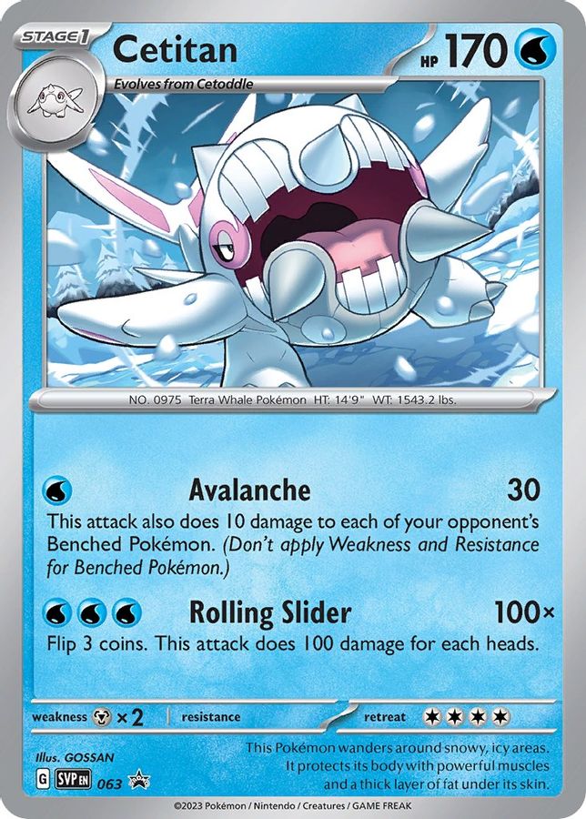 Buy Pokemon cards Australia - Cetitan Promo 063 - Premium Raw Card from Monster Mart - Pokémon Card Emporium - Shop now at Monster Mart - Pokémon Cards Australia. Promo