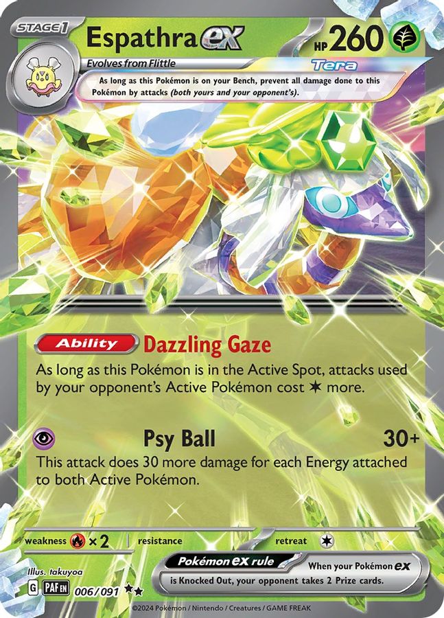 Buy Pokemon cards Australia - Espathra EX 006/091 - Premium Raw Card from Monster Mart - Pokémon Card Emporium - Shop now at Monster Mart - Pokémon Cards Australia. Double Rare, EX, MMB50, Paldean Fates