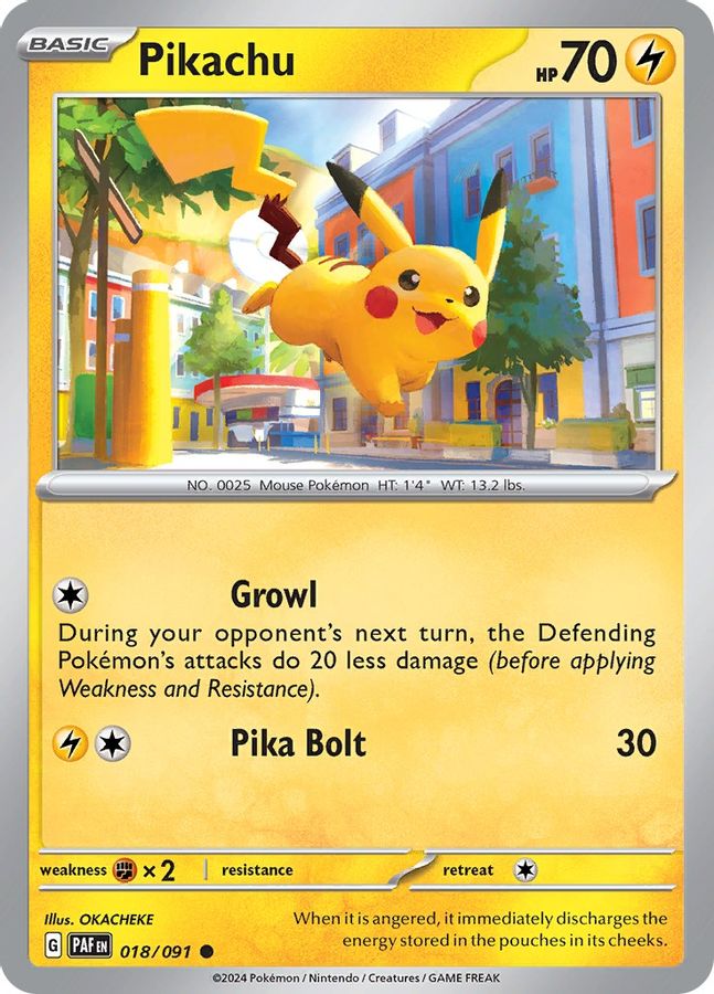 Buy Pokemon cards Australia - Pikachu Reverse Holo 018/091 - Premium Raw Card from Monster Mart - Pokémon Card Emporium - Shop now at Monster Mart - Pokémon Cards Australia. Paldean Fates, Reverse Holo