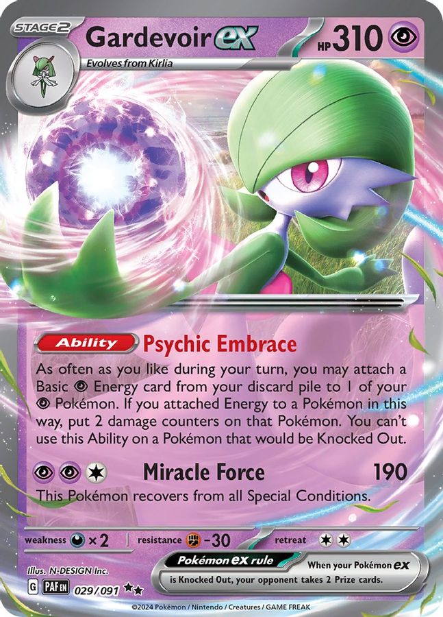 Buy Pokemon cards Australia - Gardevoir EX 029/091 - Premium Raw Card from Monster Mart - Pokémon Card Emporium - Shop now at Monster Mart - Pokémon Cards Australia. Double Rare, EX, MMB50, Paldean Fates