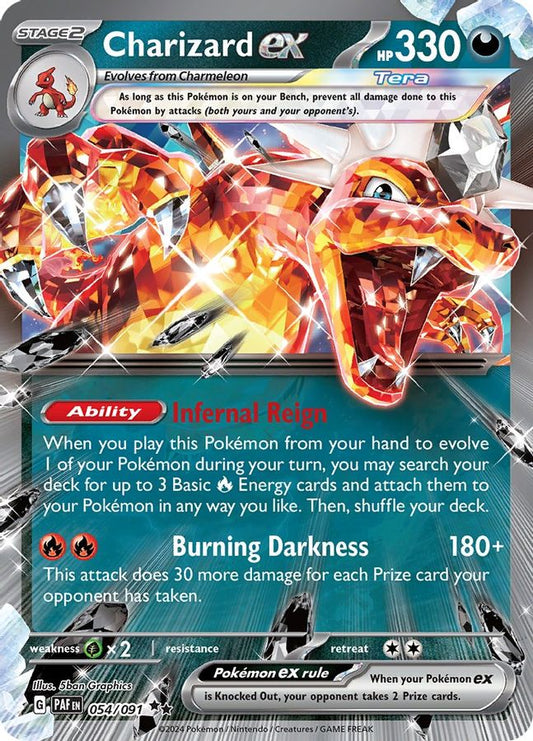 Buy Pokemon cards Australia - Charizard EX 054/091 - Premium Raw Card from Monster Mart - Pokémon Card Emporium - Shop now at Monster Mart - Pokémon Cards Australia. Double Rare, EX, MMB50, Paldean Fates