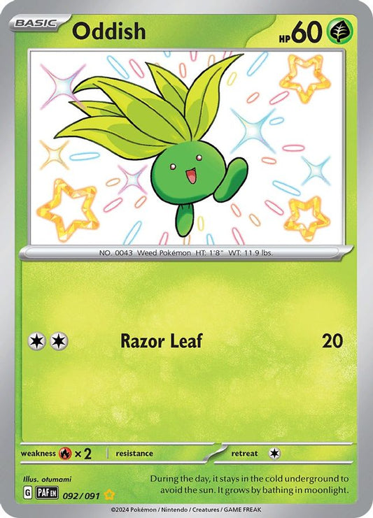 Buy Pokemon cards Australia - Oddish 092/091 - Premium Raw Card from Monster Mart - Pokémon Card Emporium - Shop now at Monster Mart - Pokémon Cards Australia. Baby Shiny, Paldean Fates, Shiny Rare