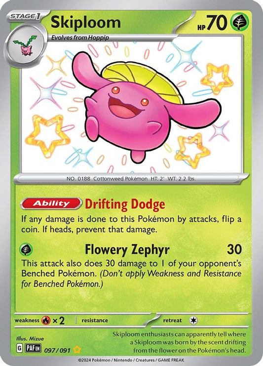 Buy Pokemon cards Australia - Skiploom 097/091 - Premium Raw Card from Monster Mart - Pokémon Card Emporium - Shop now at Monster Mart - Pokémon Cards Australia. Baby Shiny, Paldean Fates, Shiny Rare