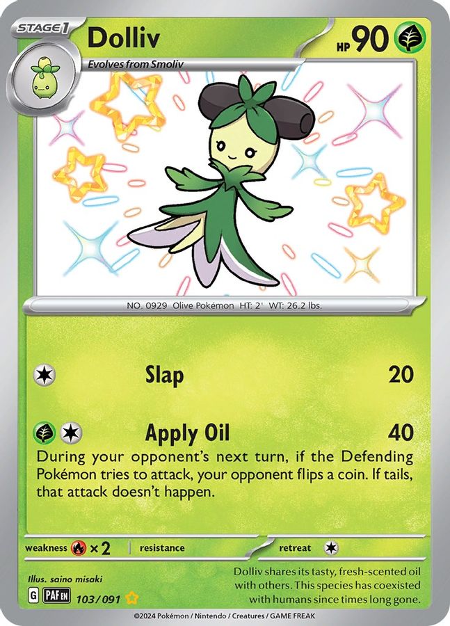 Buy Pokemon cards Australia - Dolliv 103/091 - Premium Raw Card from Monster Mart - Pokémon Card Emporium - Shop now at Monster Mart - Pokémon Cards Australia. Baby Shiny, Paldean Fates, Shiny Rare