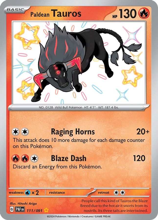 Buy Pokemon cards Australia - Tauros 111/091 - Premium Raw Card from Monster Mart - Pokémon Card Emporium - Shop now at Monster Mart - Pokémon Cards Australia. Baby Shiny, New 27 Feb, Paldean Fates, Shiny Rare