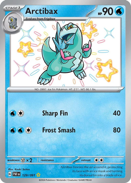 Buy Pokemon cards Australia - Arctibax 129/091 - Premium Raw Card from Monster Mart - Pokémon Card Emporium - Shop now at Monster Mart - Pokémon Cards Australia. Baby Shiny, Paldean Fates, Shiny Rare