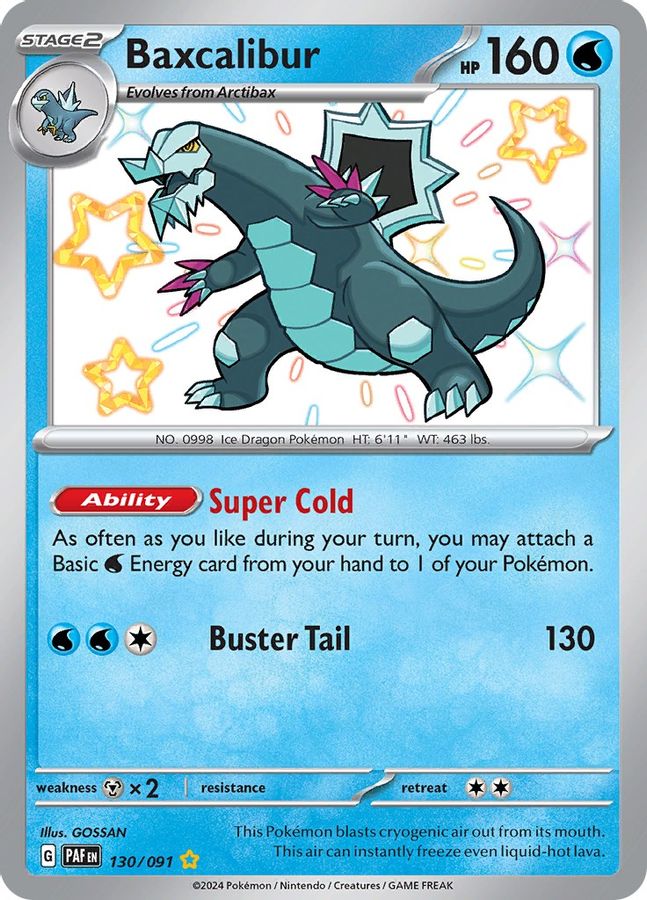 Buy Pokemon cards Australia - Baxcalibur 130/091 - Premium Raw Card from Monster Mart - Pokémon Card Emporium - Shop now at Monster Mart - Pokémon Cards Australia. Baby Shiny, Paldean Fates, Shiny Rare