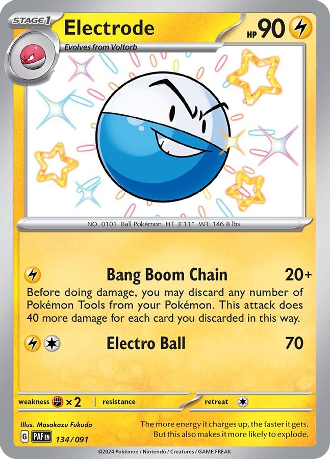 Buy Pokemon cards Australia - Electrode 134/091 - Premium Raw Card from Monster Mart - Pokémon Card Emporium - Shop now at Monster Mart - Pokémon Cards Australia. Baby Shiny, New 27 Feb, Paldean Fates, Shiny Rare