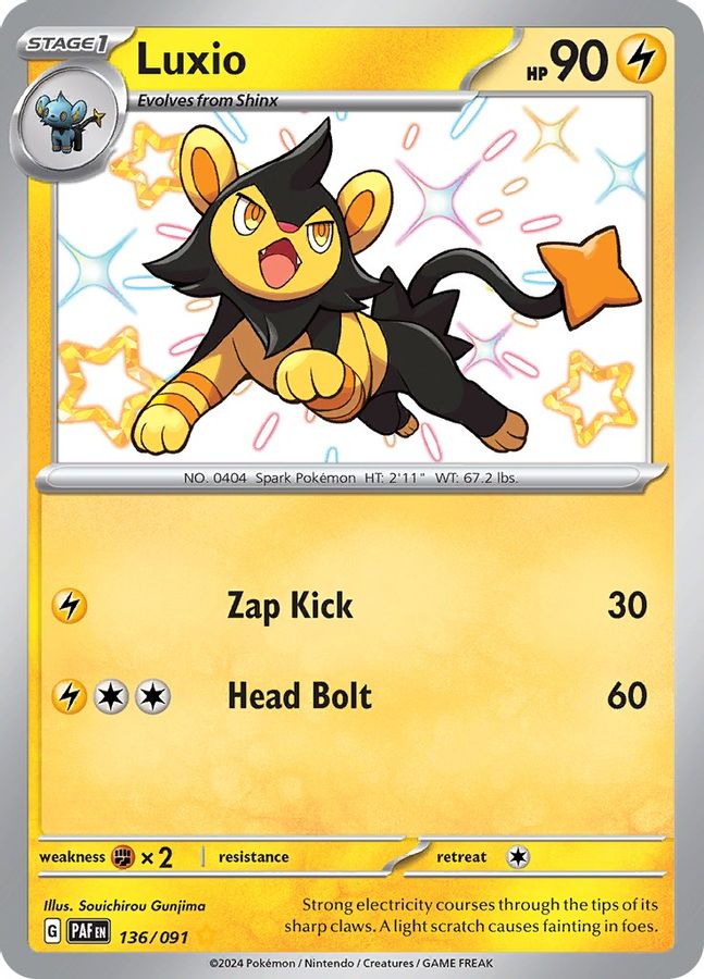 Buy Pokemon cards Australia - Luxio 136/091 - Premium Raw Card from Monster Mart - Pokémon Card Emporium - Shop now at Monster Mart - Pokémon Cards Australia. Baby Shiny, New 27 Feb, Paldean Fates, Shiny Rare