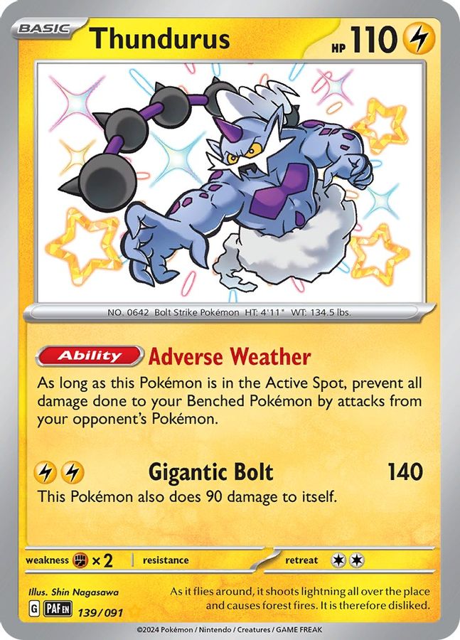 Buy Pokemon cards Australia - Thundurus 139/091 - Premium Raw Card from Monster Mart - Pokémon Card Emporium - Shop now at Monster Mart - Pokémon Cards Australia. Baby Shiny, Paldean Fates, Shiny Rare