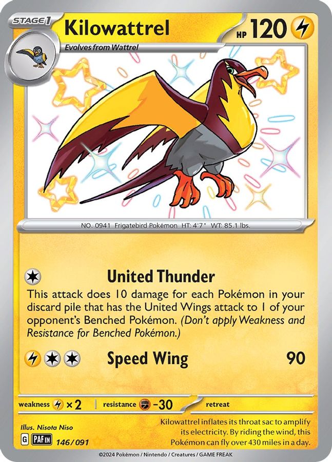 Buy Pokemon cards Australia - Kilowattrel 146/091 - Premium Raw Card from Monster Mart - Pokémon Card Emporium - Shop now at Monster Mart - Pokémon Cards Australia. Baby Shiny, New 27 Feb, Paldean Fates, Shiny Rare