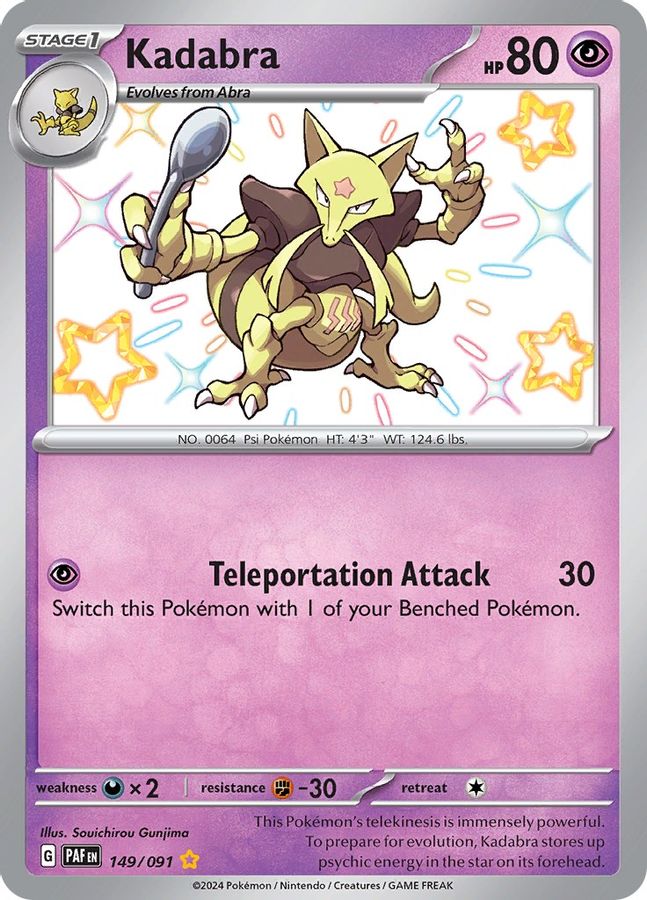 Buy Pokemon cards Australia - Kadabra 149/091 - Premium Raw Card from Monster Mart - Pokémon Card Emporium - Shop now at Monster Mart - Pokémon Cards Australia. Baby Shiny, Paldean Fates, Shiny Rare