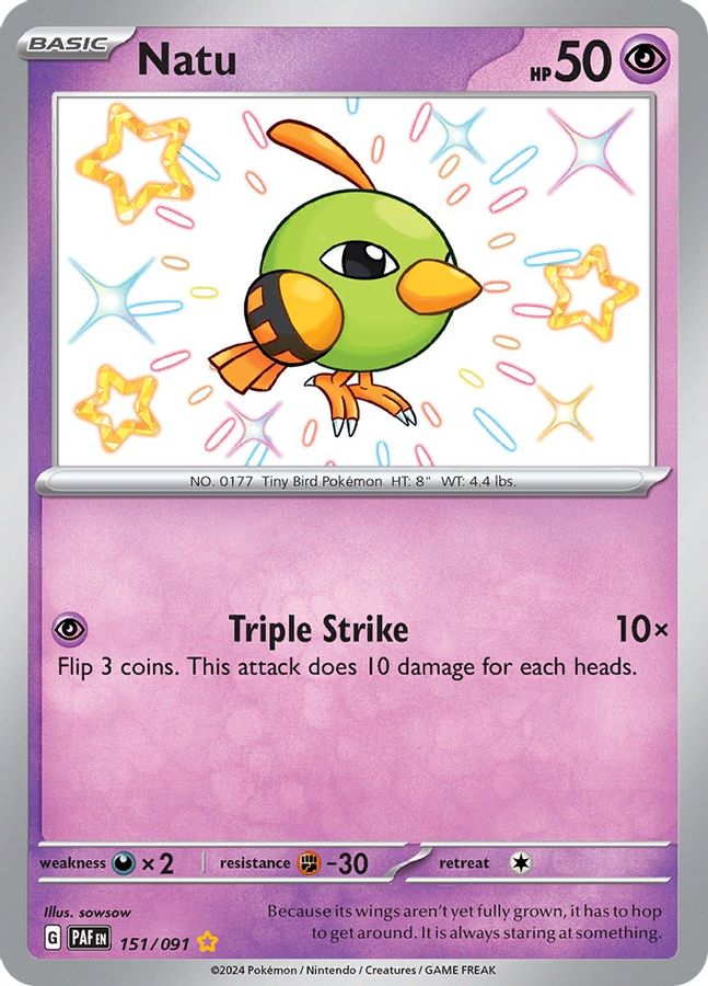 Buy Pokemon cards Australia - Natu 151/091 - Premium Raw Card from Monster Mart - Pokémon Card Emporium - Shop now at Monster Mart - Pokémon Cards Australia. Baby Shiny, Paldean Fates, Shiny Rare