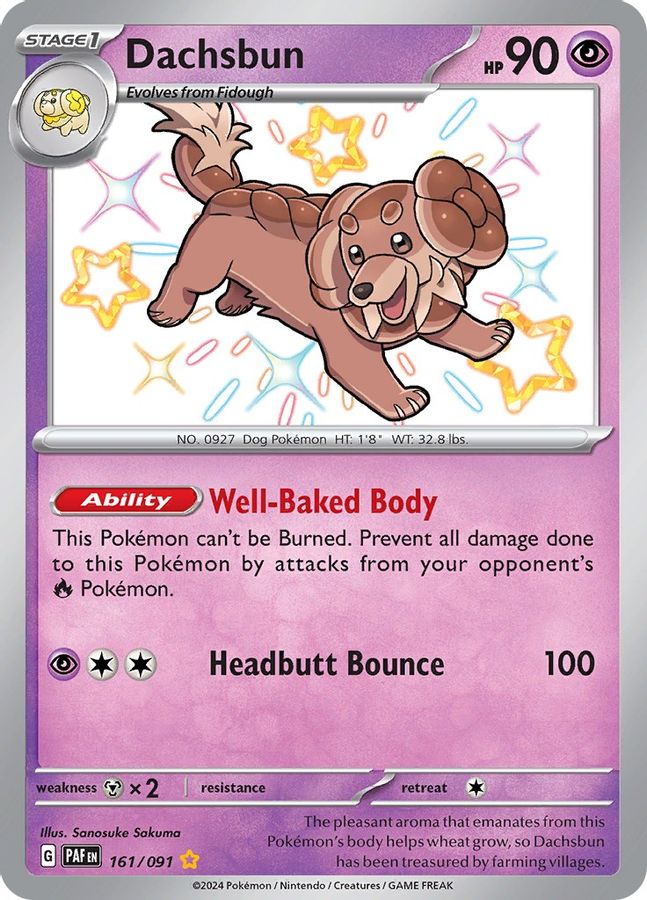 Buy Pokemon cards Australia - Dachsbun 161/091 - Premium Raw Card from Monster Mart - Pokémon Card Emporium - Shop now at Monster Mart - Pokémon Cards Australia. Baby Shiny, MMB10, Paldean Fates, Shiny Rare