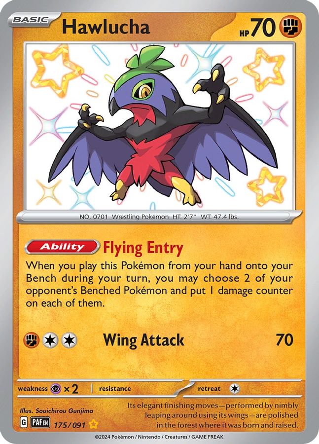 Buy Pokemon cards Australia - Hawlucha 175/091 - Premium Raw Card from Monster Mart - Pokémon Card Emporium - Shop now at Monster Mart - Pokémon Cards Australia. Baby Shiny, New 27 Feb, Paldean Fates, Shiny Rare