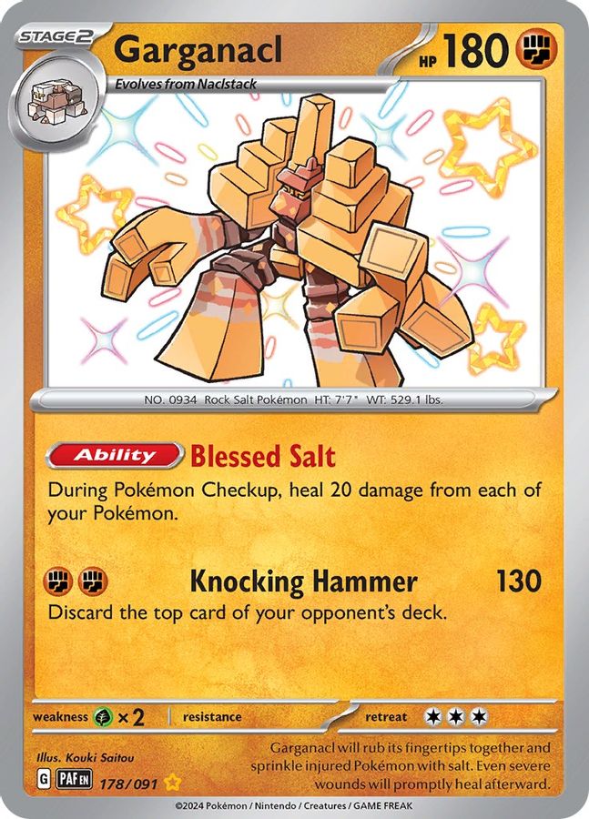 Buy Pokemon cards Australia - Garganacl 178/091 - Premium Raw Card from Monster Mart - Pokémon Card Emporium - Shop now at Monster Mart - Pokémon Cards Australia. Baby Shiny, Paldean Fates, Shiny Rare