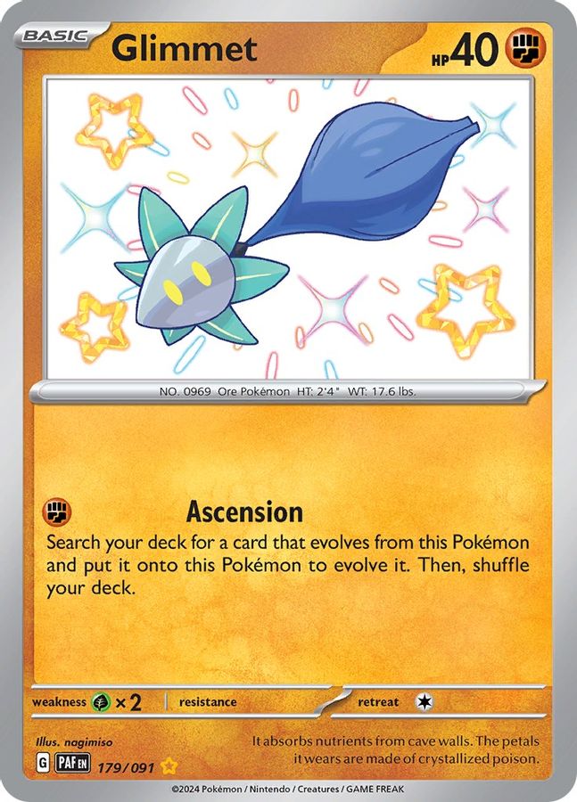 Buy Pokemon cards Australia - Glimmet 179/091 - Premium Raw Card from Monster Mart - Pokémon Card Emporium - Shop now at Monster Mart - Pokémon Cards Australia. Baby Shiny, New 27 Feb, Paldean Fates, Shiny Rare