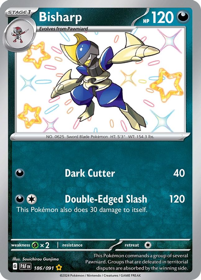 Buy Pokemon cards Australia - Bisharp 186/091 - Premium Raw Card from Monster Mart - Pokémon Card Emporium - Shop now at Monster Mart - Pokémon Cards Australia. Baby Shiny, Paldean Fates, Shiny Rare