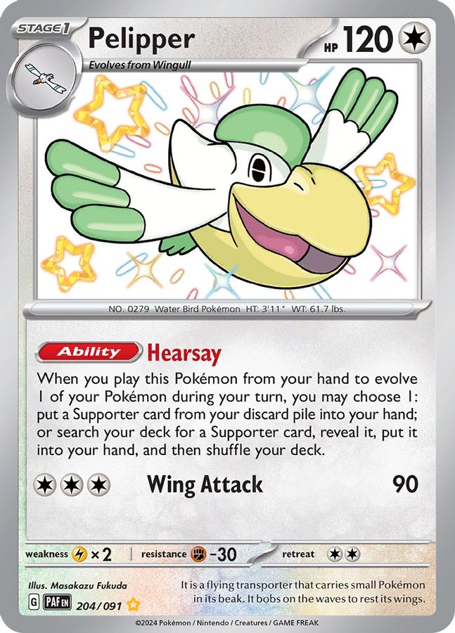 Buy Pokemon cards Australia - Pelipper 204/091 - Premium Raw Card from Monster Mart - Pokémon Card Emporium - Shop now at Monster Mart - Pokémon Cards Australia. Baby Shiny, New 27 Feb, Paldean Fates, Shiny Rare