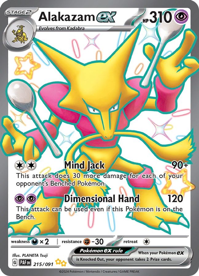 Buy Pokemon cards Australia - Alakazam EX 215/091 - Premium Raw Card from Monster Mart - Pokémon Card Emporium - Shop now at Monster Mart - Pokémon Cards Australia. EX, MMB30, Paldean Fates, Shiny Ultra Rare