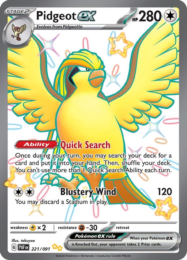 Buy Pokemon cards Australia - Pidgeot EX 221/091 - Premium Raw Card from Monster Mart - Pokémon Card Emporium - Shop now at Monster Mart - Pokémon Cards Australia. EX, MMB30, Paldean Fates, Shiny Ultra Rare