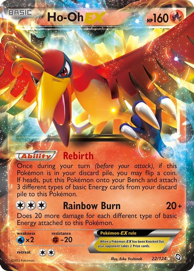 Buy Pokemon cards Australia - Ho-Oh EX 22/124 - Premium Raw Card from Monster Mart - Pokémon Card Emporium - Shop now at Monster Mart - Pokémon Cards Australia. Dragons Exhalted, EX, Ultra Rare