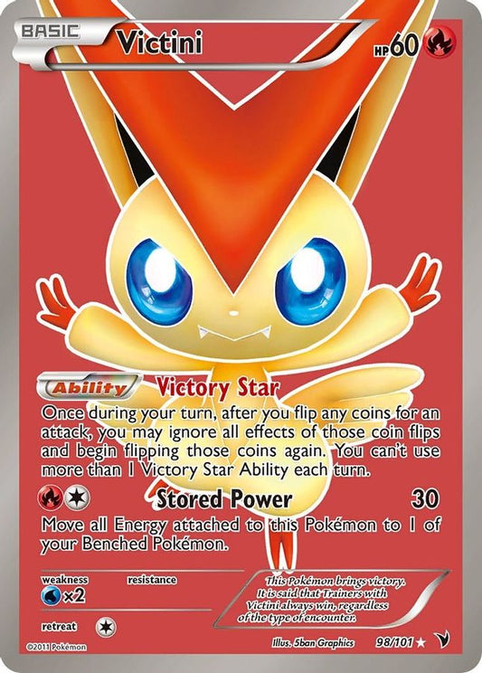Buy Pokemon cards Australia - Victini 98/101 - Premium Raw Card from Monster Mart - Pokémon Card Emporium - Shop now at Monster Mart - Pokémon Cards Australia. Full Art, Noble Victories