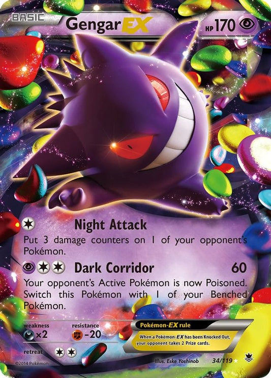 Buy Pokemon cards Australia - Gengar EX 34/119 - Premium Raw Card from Monster Mart - Pokémon Card Emporium - Shop now at Monster Mart - Pokémon Cards Australia. EX, MMB10, Phantom Forces, XY